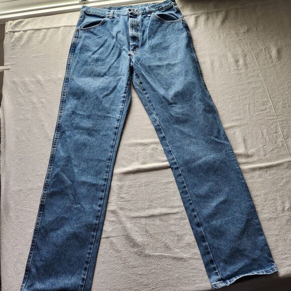 New Rustler Wrangler Jeans Mens 36x36 Blue Denim Regular Fit Straight Leg - Picture 1 of 14